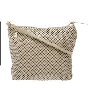 Vintage Whiting And Davis Metal Mesh Cream Crossbody Bag